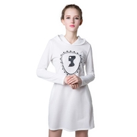 Casual Sport Women Sweatshirt Dress Print Long Sleeve Pockets Jumper Skater Shift Dress