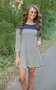 Casual Urban Women Round Neck Asymmetric Hem 3/4 Sleeve Stripe Dress