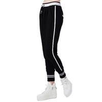 Casual Woman Stripes Elastic Waistband Drawstring Yoga Sport Harem Pants