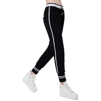 Casual Woman Stripes Elastic Waistband Drawstring Yoga Sport Harem Pants