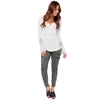 Casual Women Blouse Stitching Lace Mesh Splicing T-Shirt Long Sleeve Shirt Slim Leisure Top White
