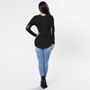 Casual Women Knitted Blouse V Neck Long Sleeve Solid Split Slim Knitwear T-shirt Tops Burgundy/Black/Grey