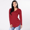 Casual Women Knitted Blouse V Neck Long Sleeve Solid Split Slim Knitwear T-shirt Tops Burgundy/Black/Grey