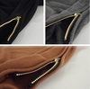 Casual Women Loose T-Shirt Long Sleeve Zipper Detail Slouchy Pullover Long Tops Shirt Grey
