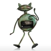 Cat Clock Handmade Vintage Metal Iron Cat Figurine Mute Table Clock Practical Clock One AA Battery
