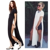 Celebrity Sexy Women Shirt Dress High Side Splits Maxi Long Dress Casual Tee T-shirt Dress Party Clubwear White