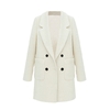 Celebrity Style New Women Coat Notched Collar Double Breasted Medium Long Slim Outerwear Beige