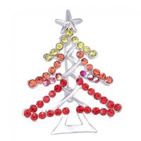 Charming Shining Rhinestone Christmas Tree Starfish Brooch Collar Clip Pin Scarf Buckle Holiday Gift