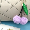 Cherry Key Chain Soft Faux Fur Ball Pompom Key Ring Handbag Purse Car Pendant Ornament Decor--Red