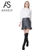 Chic PU Solid Color Mini Frill Hem OL Casual Slim Skirts for Women
