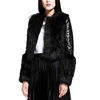 Chic Women Faux Fur PU Leather Long Sleeve Motorcycle Jacket Outerwear