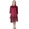 Chic Women Faux Suede Round Neck Zipper Back Tassel Hem Flapper Shift Dress