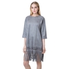 Chic Women Faux Suede Round Neck Zipper Back Tassel Hem Flapper Shift Dress