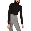 Chic Women Knitted T-Shirt Pearl Beads Long Sleeve Turtleneck Basic Shirt Stretchy Tees Slim Tops