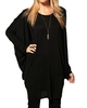 Chic Women Over Size T-Shirt Batwing Long Sleeve Knit Loose Tops Shirt Black/Grey