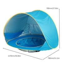 Children Waterproof Pop Up Awning Tent Baby Beach Tent UV-protecting Sunshelter with Pool Kids Outdoor Camping Sunshade Beach Game House