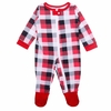 Christmas Family Baby Jumpsuit Plaid Printed Long Sleeve Unisex Toddler Bodysuit Romper Outfits Red