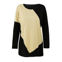 Christmas Women Casual Color Block Patchwork Batwing Sleeve Loose Top