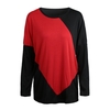 Christmas Women Casual Color Block Patchwork Batwing Sleeve Loose Top