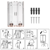 CHUANGDIAN Manual Hand Soap Dispenser Wall Mount Double Liquid Shampoo Shower Gel Dispenser Hand Cleanser Washroom Lotion Dispenser for Bathroom Restroom Hotel 200mlx2