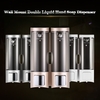CHUANGDIAN Manual Hand Soap Dispenser Wall Mount Double Liquid Shampoo Shower Gel Dispenser Hand Cleanser Washroom Lotion Dispenser for Bathroom Restroom Hotel 200mlx2