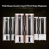 CHUANGDIAN Manual Hand Soap Dispenser Wall Mount Double Liquid Shampoo Shower Gel Dispenser Hand Cleanser Washroom Lotion Dispenser for Bathroom Restroom Hotel 200mlx2