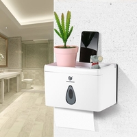CHUANGDIAN Multi-functional Wall-mounted Tissue Dispenser Bathroom Toilet Paper Box Holder for Small Roll Paper