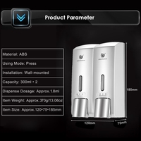 CHUANGDIAN Wall-mounted Two Chamber Manual Soap Dispensers Shampoo Box Rest Room Washroom Toilet Shampoo Shower Gel Liquid Soap Dispensers Soap Dispenser & Holder 300ml*2