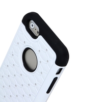 Detachable Dual Layer Silicone & PC Protective Case Cover Bling Crystal Decoration for Apple iPhone 6 White