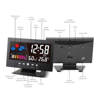 Digital LCD Alarm Clock Indoor/Outdoor Thermometer Hygrometer Temperature Meter