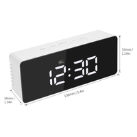 Digital LED Mirror Clock 12H/24H Alarm and Snooze Function