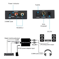 Digital to Analog Audio Converter - Toslink and SPDIF/Coaxial Inputs to Analog RCA L/R and AUX 3.5mm Jack Support Headphone Outputs