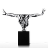 Diver Tooarts Fiberglass Sculpture Home Decoration Large Size Shiny Silver Diving Sculpture