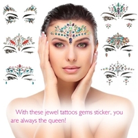 DIY Adhesive Face Gems Rhinestone Temporary Tattoo Jewels Festival Party Body Glitter Stickers Flash Temporary Tattoos Sticker Easy To Operate