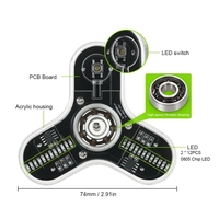 DIY Fidget Spinner Kit with Acrylic Case LED Light Hand Finger Spinner High-speed Rotation Bearing Focus Toy for ADHD Anxiety Autism Adults Children Anti Stress