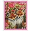 DIY Handmade Needlework Counted Cross Stitch Set Embroidery Kit 14CT Lovely Foxes Pattern Cross-Stitching 35 * 44cm Home Decoration