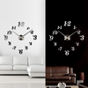 DIY Mirror Effect Wall Clock Simple Digits Acrylic Glass Decal Set Removable Home Decoration Black
