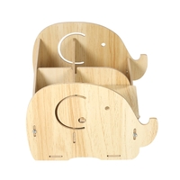 DIY Multi-functional Wooden Desktop Remote Control Storage Box Organizer Caddy Mobile Phone Pen Office Supplies Holder Container--Light Wood