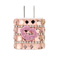 DIY Rhinestone Original Adaptive Charger USB Travel Wall Adapter 5V 1A with Micro USB Data Cable for iPhone 6 6 Plus 6S 6S Plus Samsung HTC Huawei