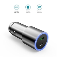 dodocool 33W Dual Type-C Ports Car Charger with 18W QC 3.0 Type-C Output and 15W Standard Type-C Output Silver