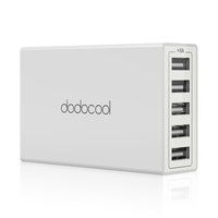 dodocool 40W 8A 5-Port USB Charging Station Travel Wall Charger Power Adapter with 1.5m Detachable AC Power Cord for iPhone / iPad / Android Smartphone Tablet Portable Device US Plug White
