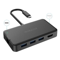 dodocool 8-in-1 Multifunction USB-C Hub with Type-C Power Delivery 4K Video HD Output Port Gigabit Ethernet Adapter SD/TF Card Reader and 3 SupurSpeed USB 3.0 Ports for MacBook/MacBook Pro/Google Chromebook Pixel and More Black