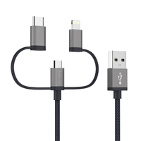 dodocool MFi Certified 3.3ft / 1m 3-in-1 Nylon Braided Micro-USB to USB 2.0 Cable with Lightning and USB Type-C Adapter Charge and Sync for iPhone X/8 Plus/8/7 Plus/7/6s Plus/LG V20/G6/G5/HTC 10/Google Pixel XL/Lumia 950XL/Nexus 5X/Nexus 6P/Samsung S8+/S8