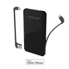 dodocool MFi Certified Ultra Slim 5000 mAh 2-Port Power Bank Portable Charger Backup External Battery Pack with 40 cm Micro-USB Charging Cable Detachable Micro USB Cable and Lightning Cable Black