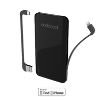 dodocool MFi Certified Ultra Slim 5000 mAh 2-Port Power Bank Portable Charger Backup External Battery Pack with 40 cm Micro-USB Charging Cable Detachable Micro USB Cable and Lightning Cable Black