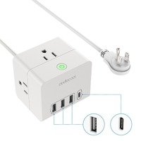 dodocool Smart 3-outlet 4-port USB Power Strip 400 Joules Surge Protector