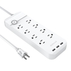 dodocool Smart 8-outlet Surge Protector With 3 USB Charging Ports 1800 Joules Power Strip 4.92ft Cord US Plug White