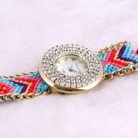Fashion Casual Young Lady Weave Bracelet Wristwatch Knitted