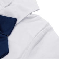 Fashion Children Girl Dress Bowknot Button Fastening Turn-Down Collar Long Sleeve Dress White