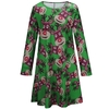 Fashion Chirstmas Women Reindeer Print Color Block Long Sleeve Cute One-piece Mini Dress